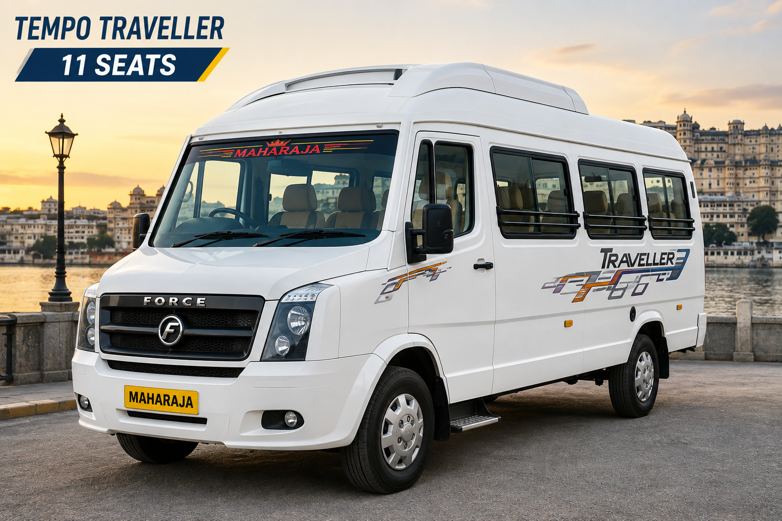Tempo Traveller 11 seater luxury Maharaja 1+1 AC